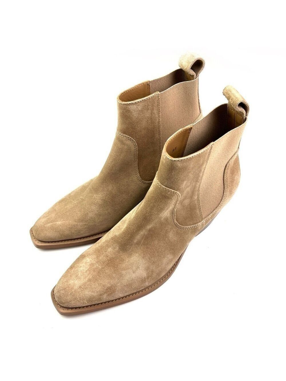 New Everlane The Western Boot Tan Suede Square Toe Block Heel size 9.5 - Picture 3 of 9
